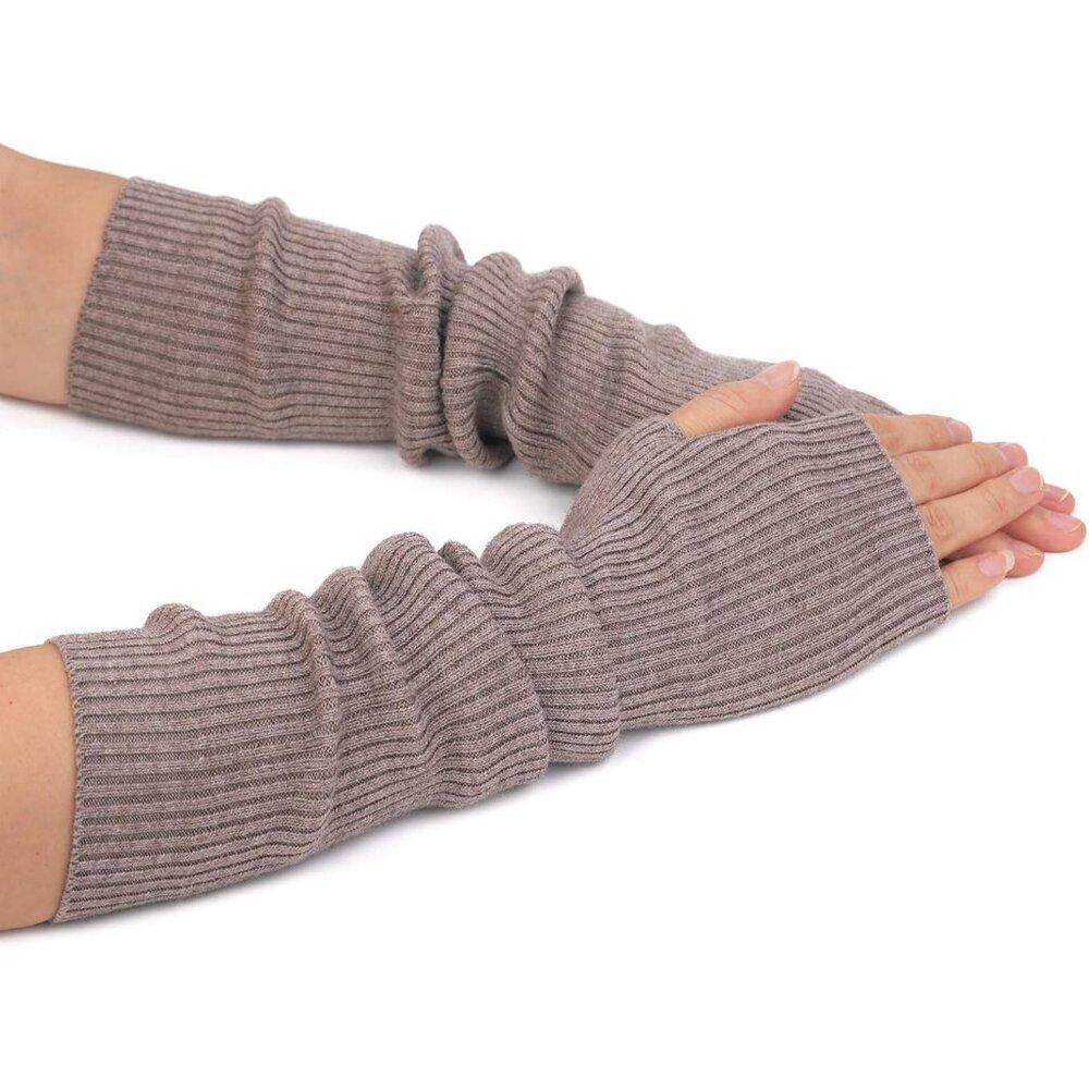 Cashmere Blend Arm Warmer for Women Winter Fingerless Gloves Wrist